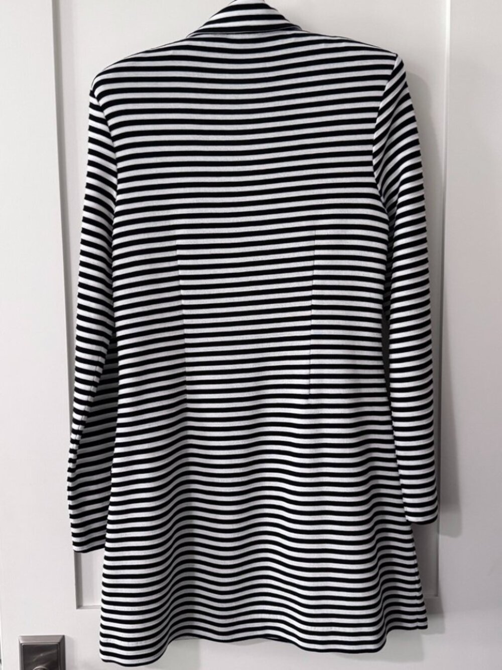 Misook Vintage Striped Black & White Knit Long Blazer, New without Tags, Size:XS - Picture 5 of 6